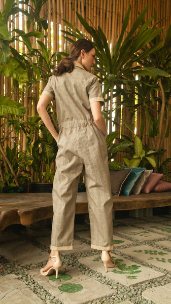 SHORT SLEEVE JUMPSUIT - Khaki