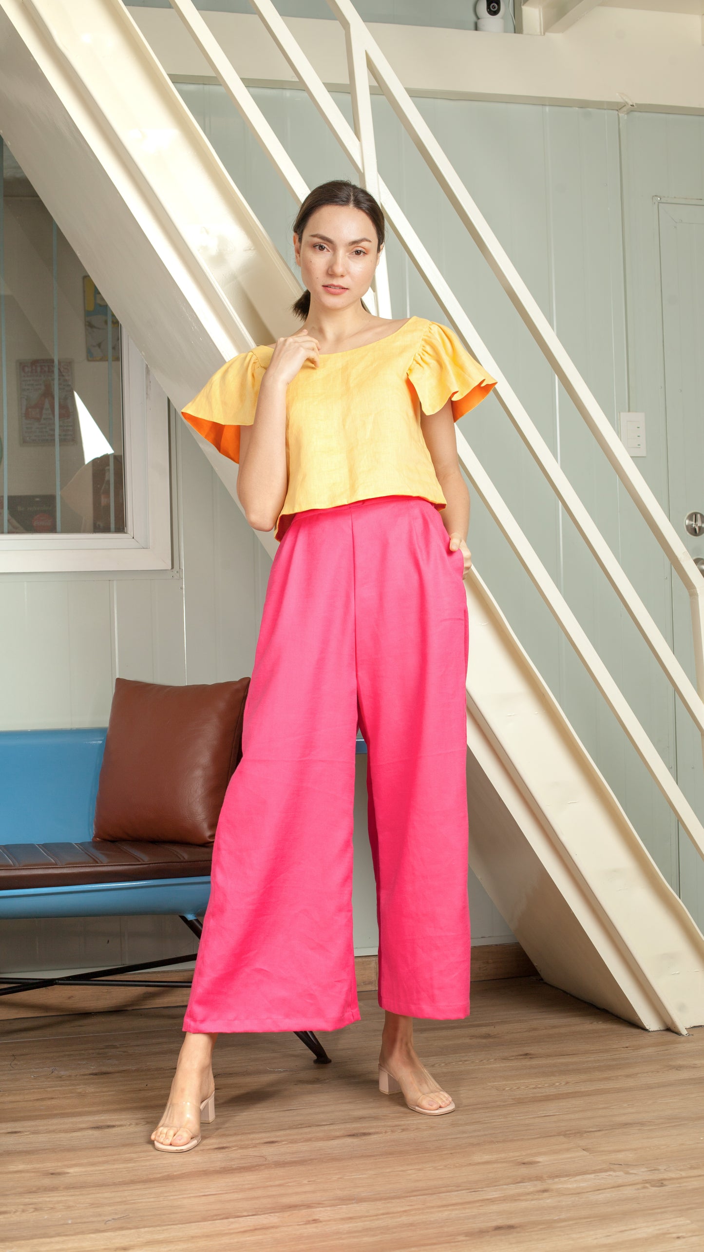 Reversible Butterfly Strap Top - Yellow / Orange