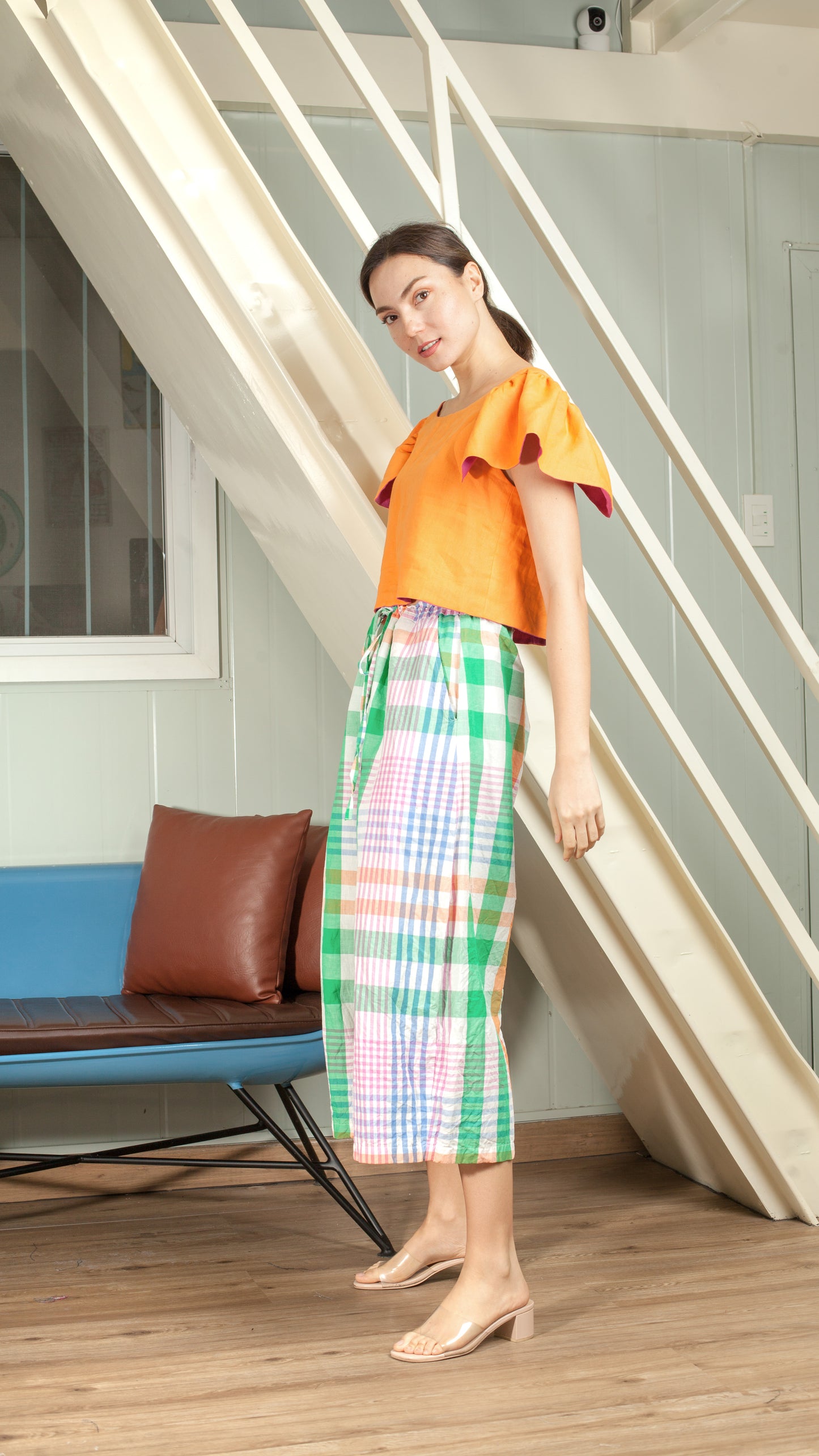 Reversible Butterfly Strap Top - Orange / Magenta