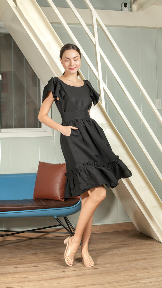 Gathered Hem Skirt — Black