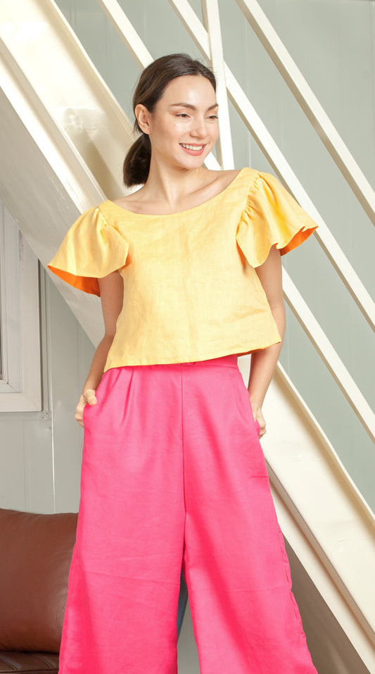 Reversible Butterfly Strap Top - Yellow / Orange