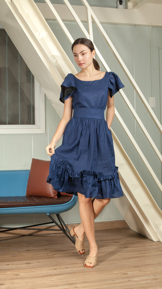 Reversible Butterfly Strap Top in Blue / Black