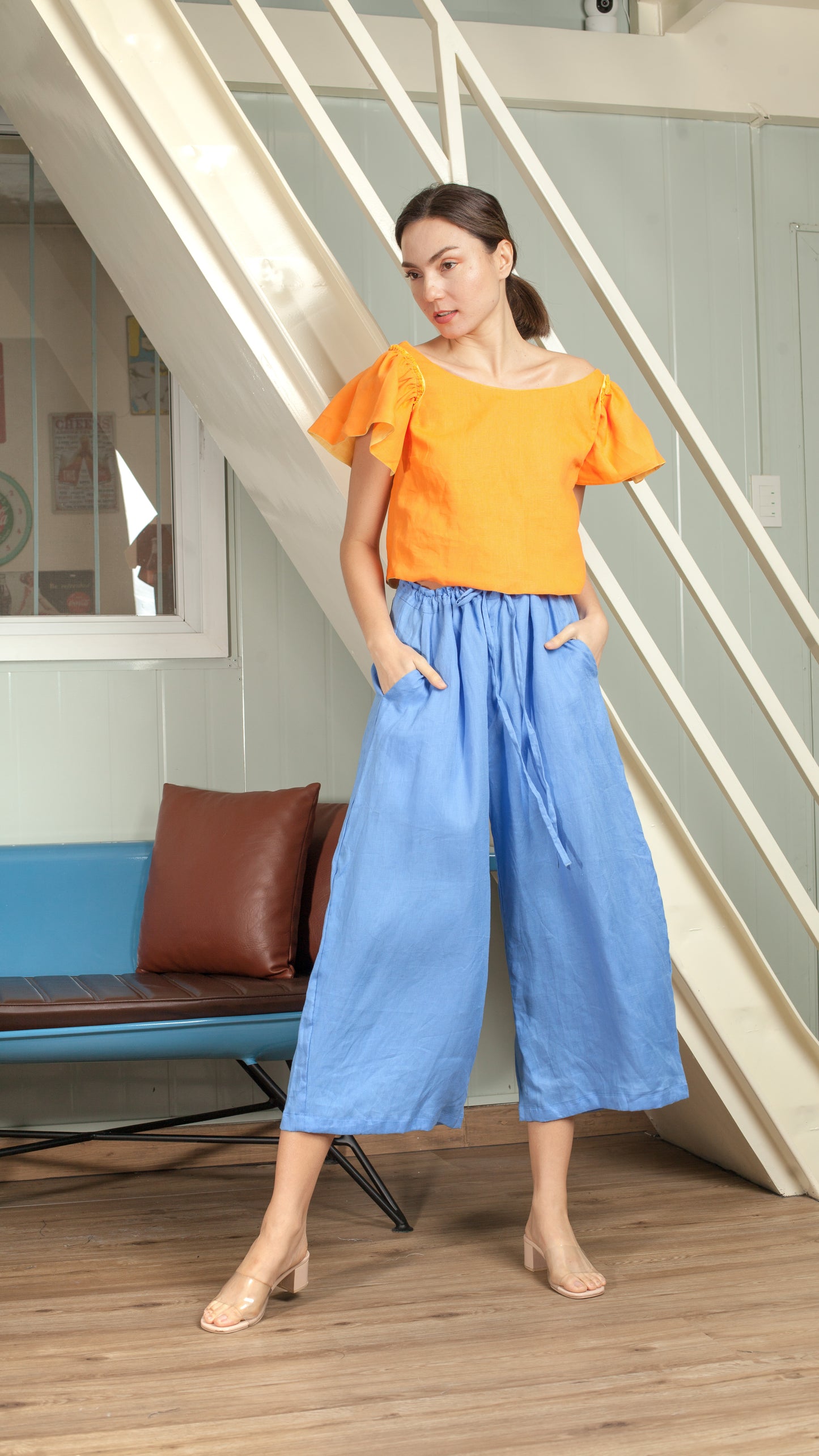 Reversible Butterfly Strap Top - Yellow / Orange