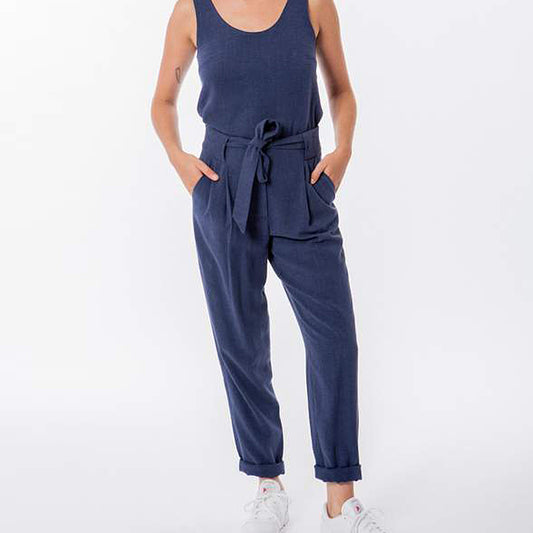 Les Expatries Almond Rustic Blue Trousers