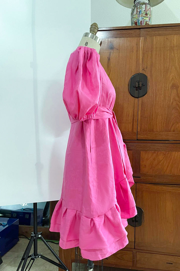 Pleated Hem Wrap Dress