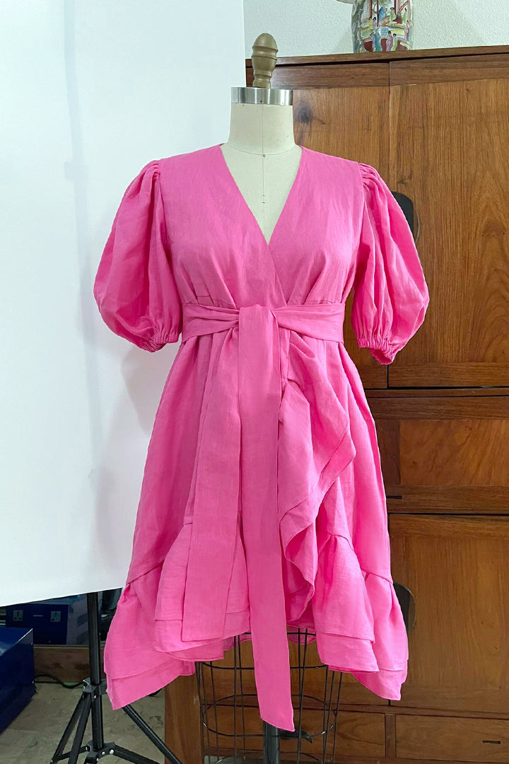 Pleated Hem Wrap Dress