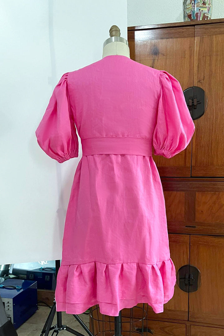 Pleated Hem Wrap Dress