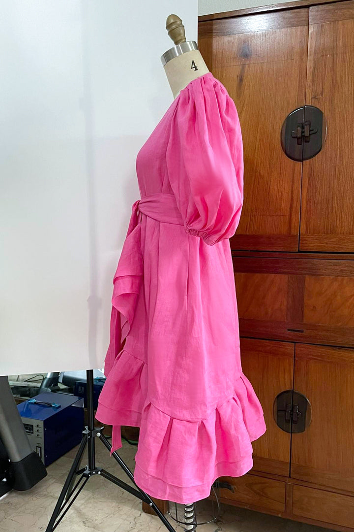 Pleated Hem Wrap Dress