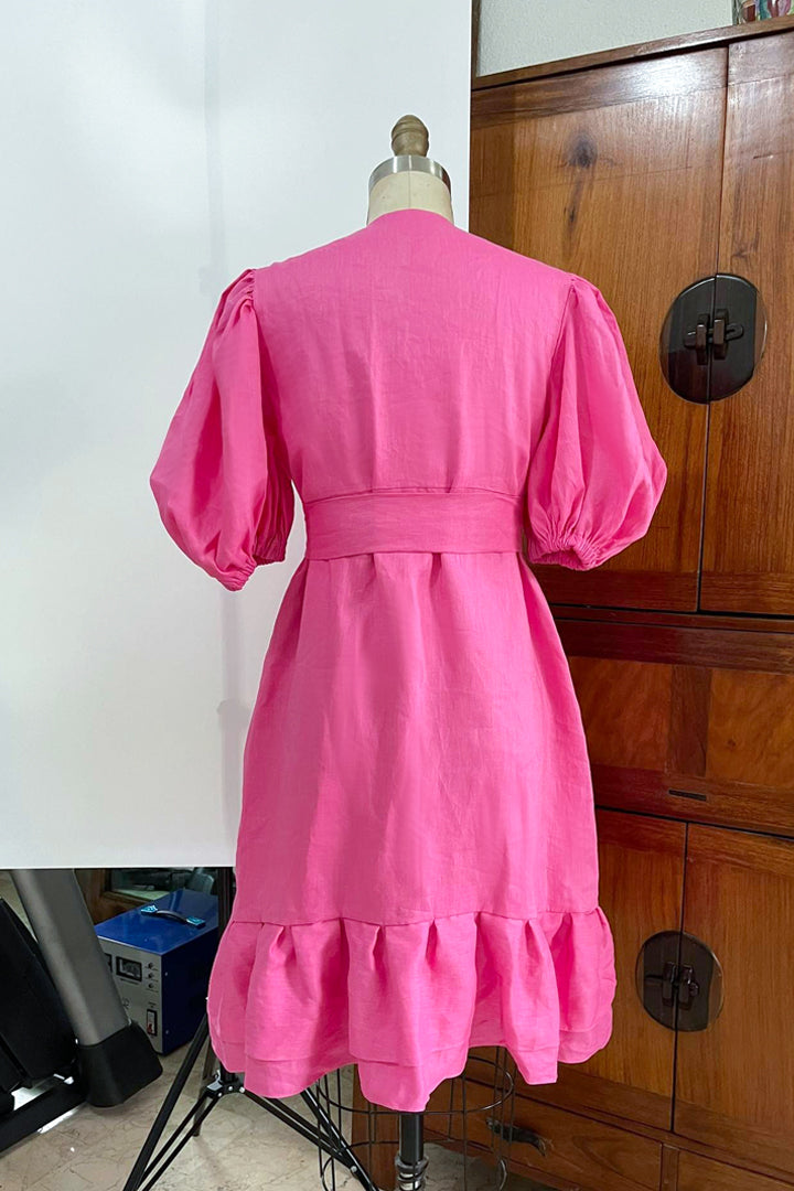 Pleated Hem Wrap Dress