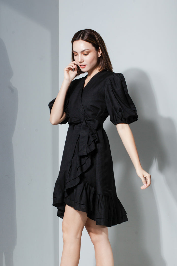 Pleated Hem Wrap Dress
