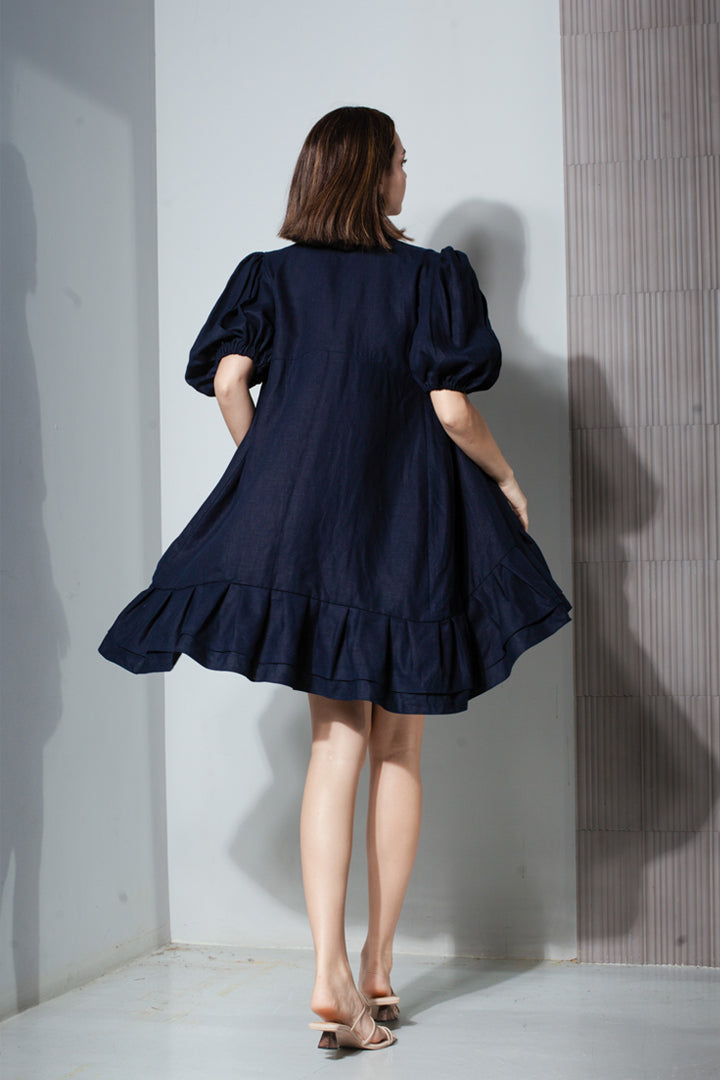 Pleated Hem Wrap Dress