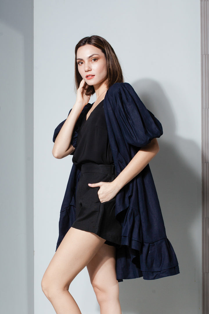 Pleated Hem Wrap Dress