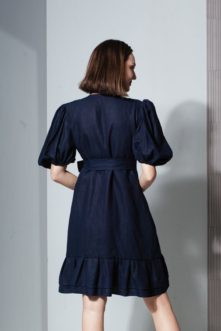 Pleated Hem Wrap Dress